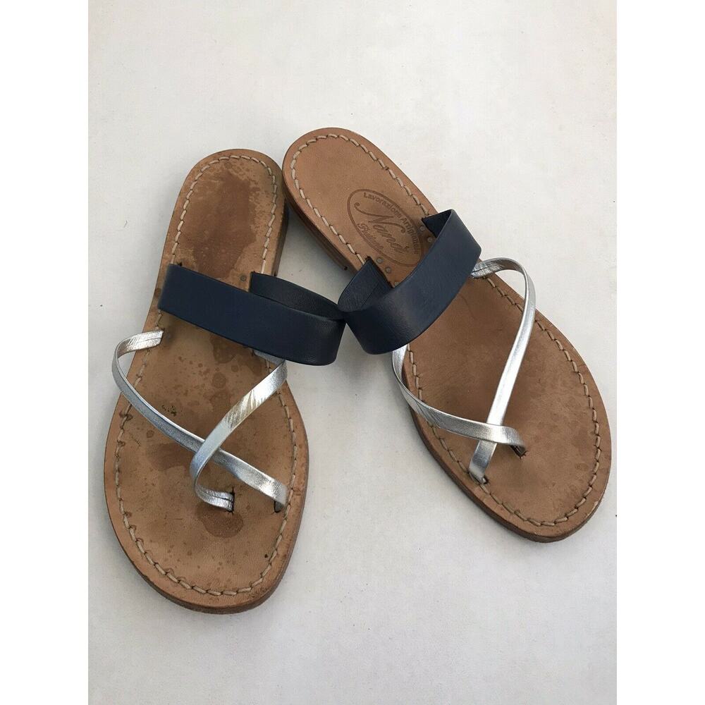 Nana Leather Thong Sandals Italy FLAWS